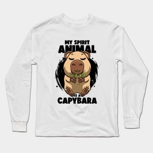 Don't Worry be Capy Funny Capybara Face Zoo Rodent Capybaras Long Sleeve T-Shirt